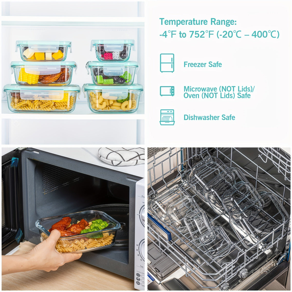 Glass Food Storage Set — 8 Containers + 8 Lids