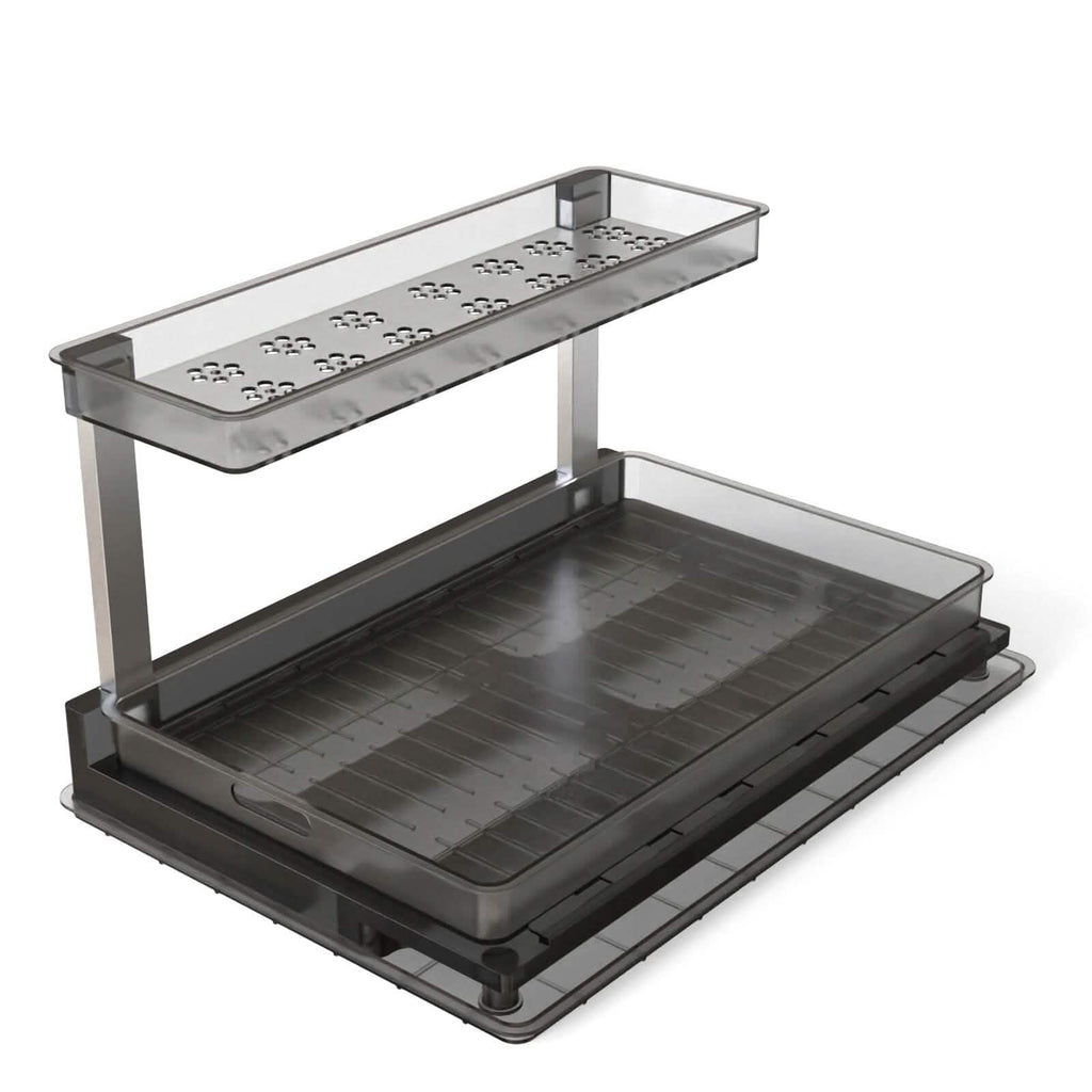 L-Shaped 2-Tier Under-Sink Organizer — Sliding Lower Basket