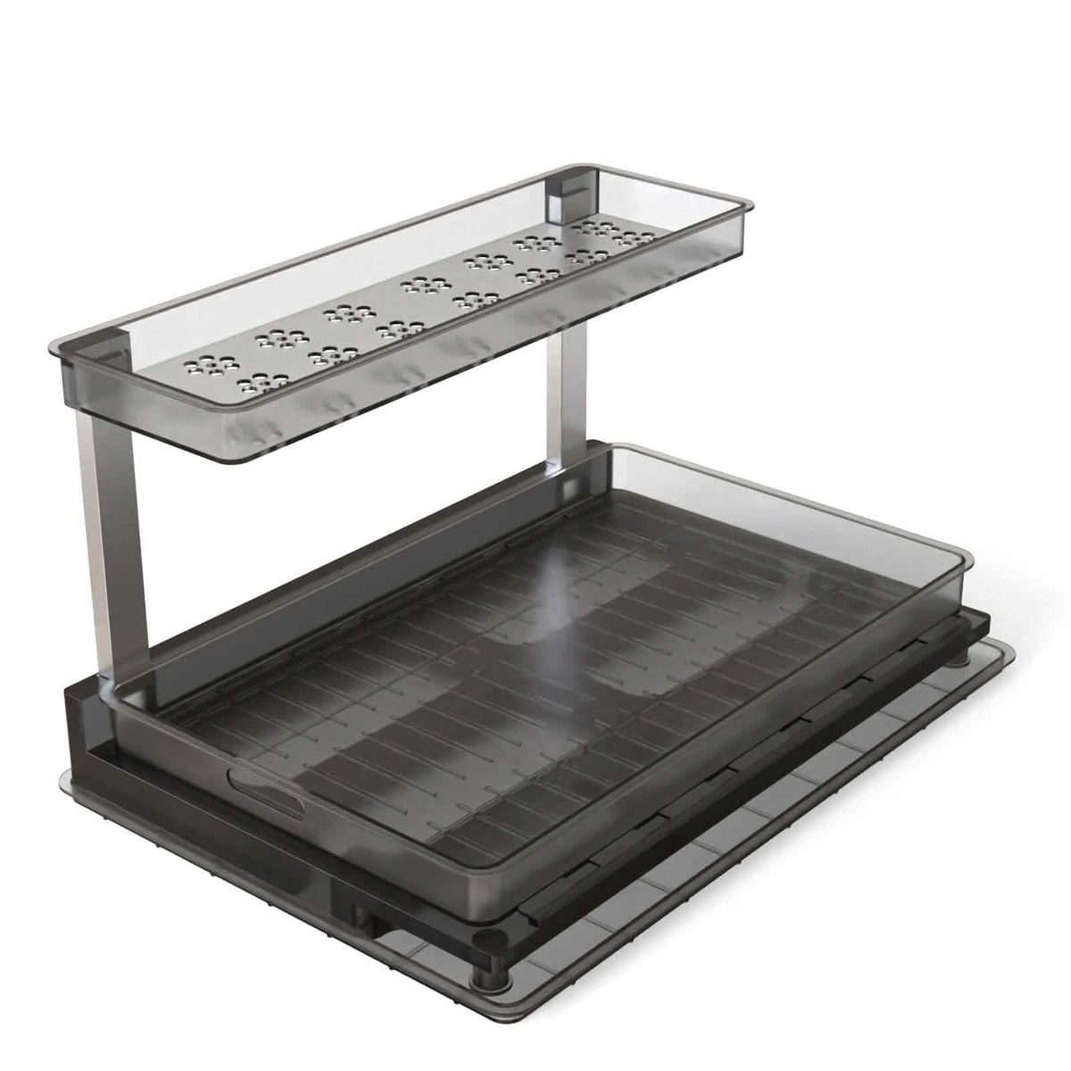 L-Shaped 2-Tier Under-Sink Organizer — Sliding Lower Basket