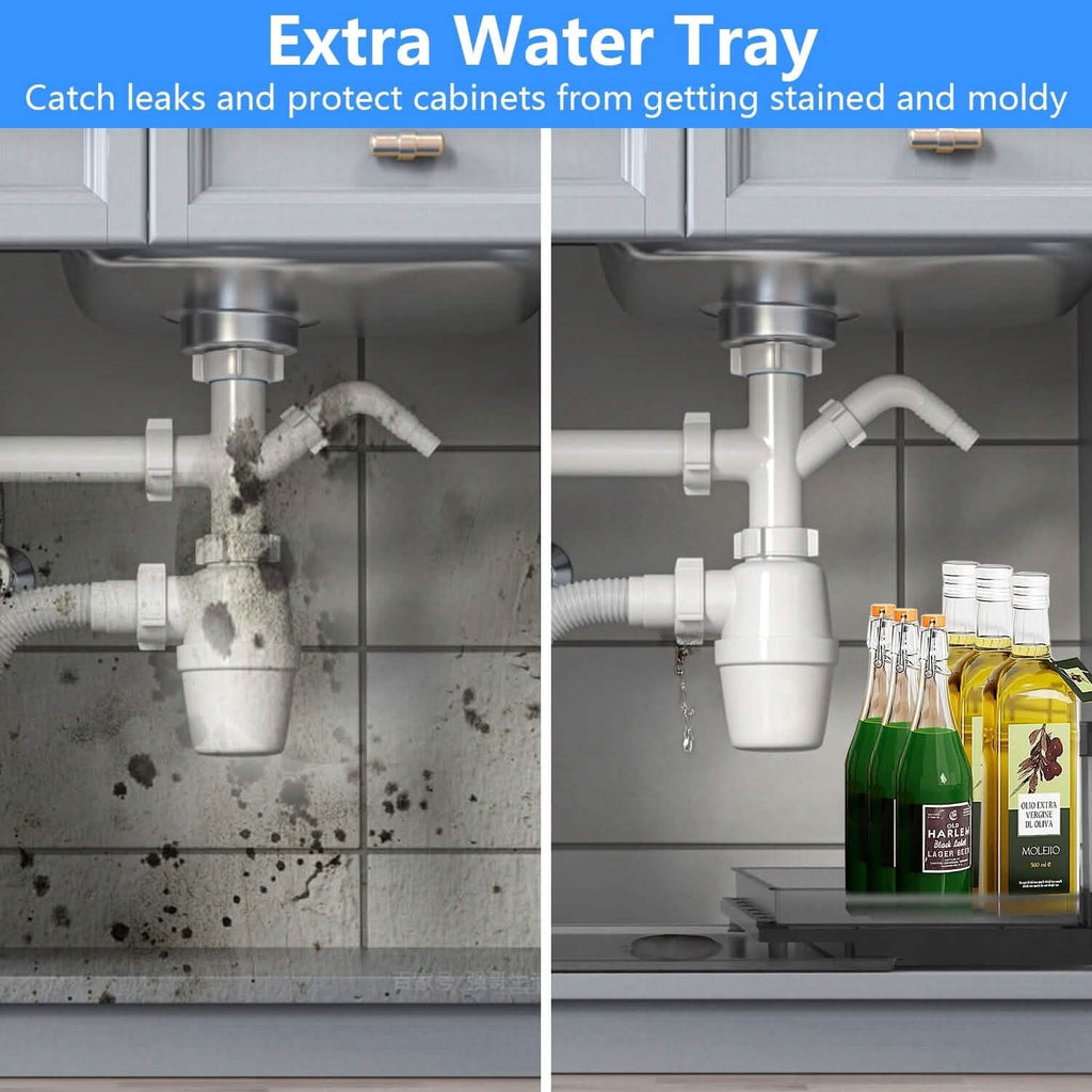 L-Shaped 2-Tier Under-Sink Organizer — Sliding Lower Basket