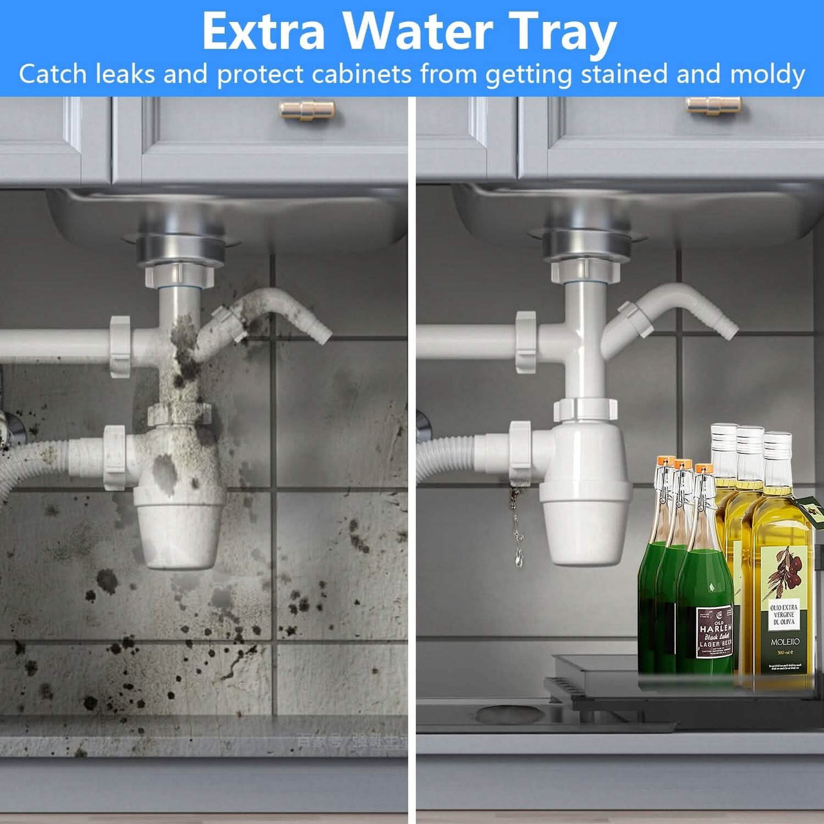 L-Shaped 2-Tier Under-Sink Organizer — Sliding Lower Basket
