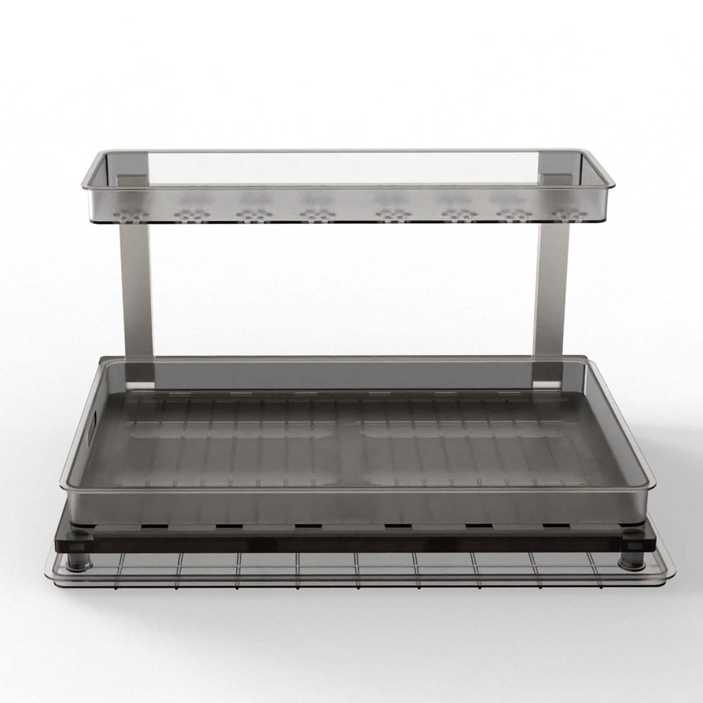 L-Shaped 2-Tier Under-Sink Organizer — Sliding Lower Basket