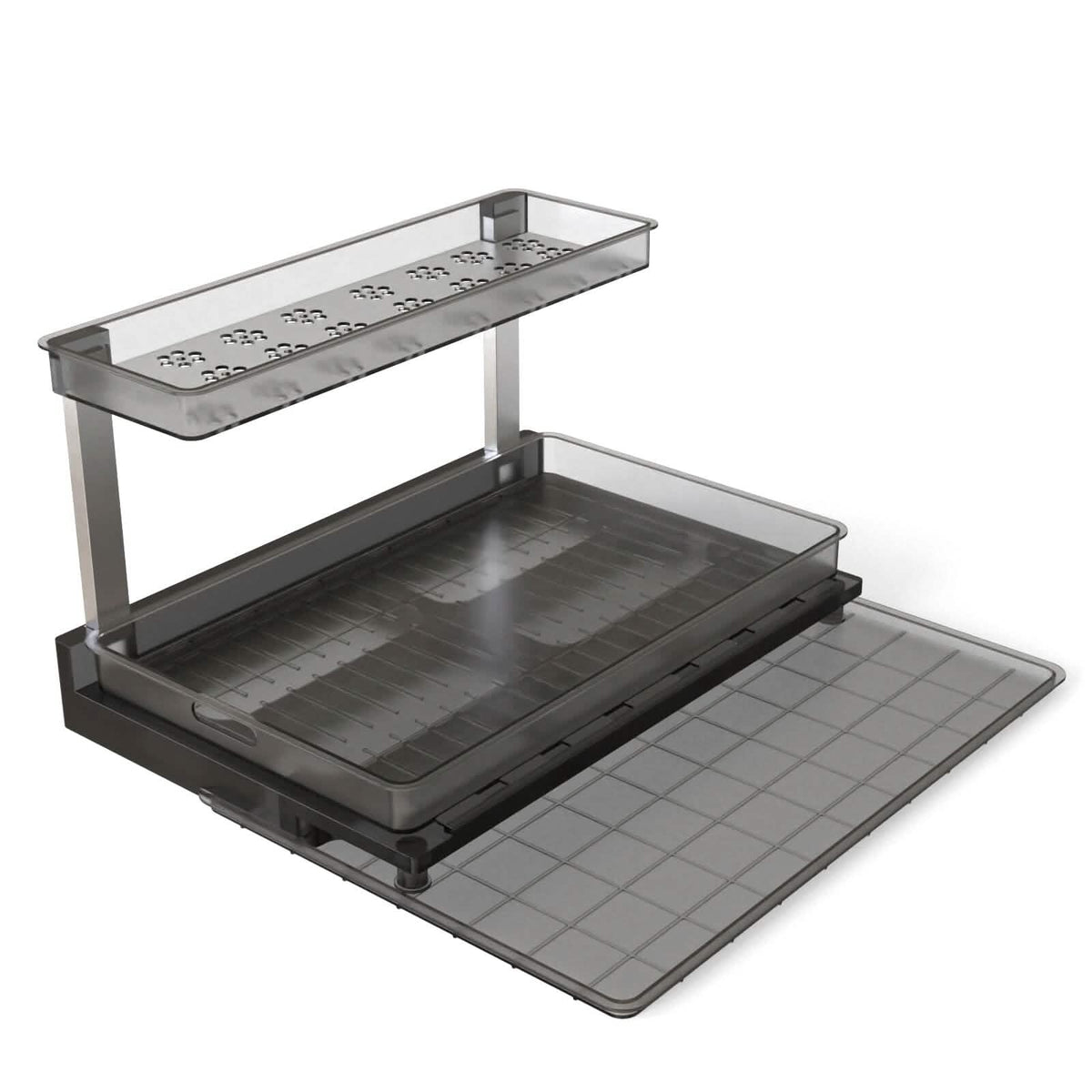 L-Shaped 2-Tier Under-Sink Organizer — Sliding Lower Basket