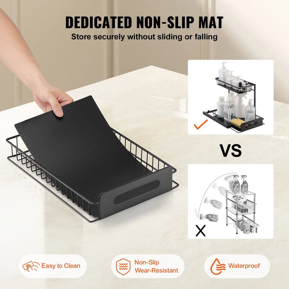 Black 2-Tier Pull-Out Under-Sink Organizer — Lovisio Home