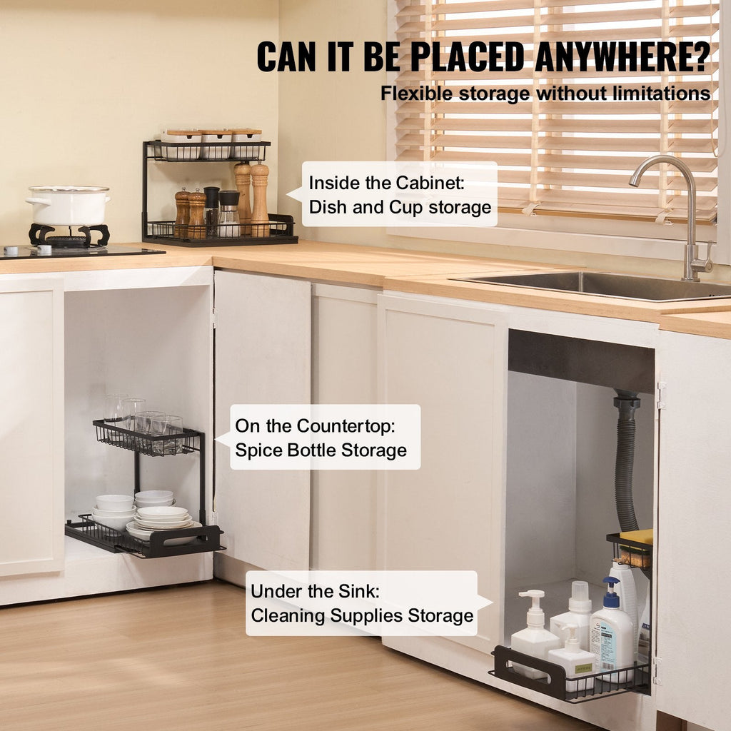 Black 2-Tier Pull-Out Under-Sink Organizer — Lovisio Home