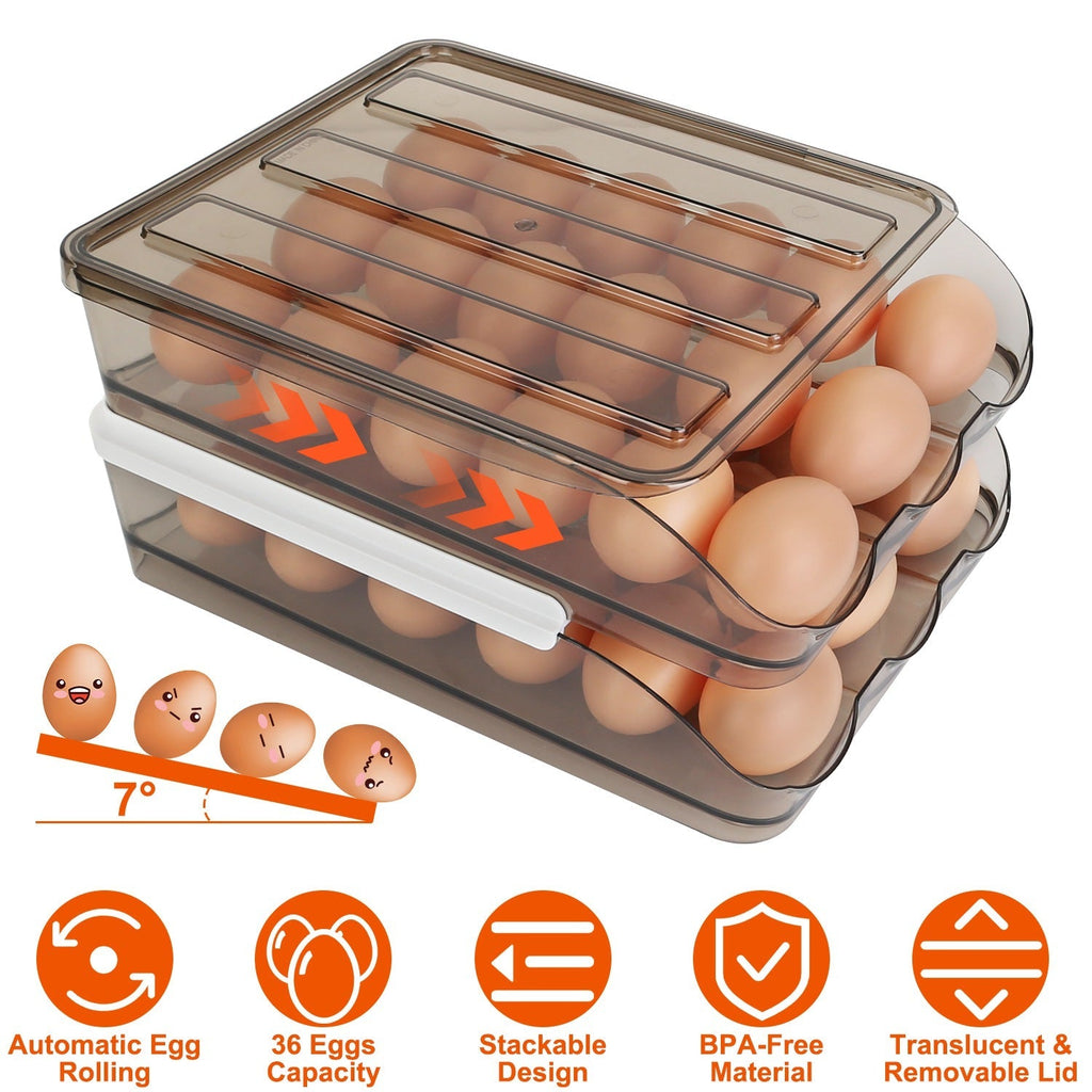 Double-Layer Rolling Egg Holder — Up to 36 Eggs
