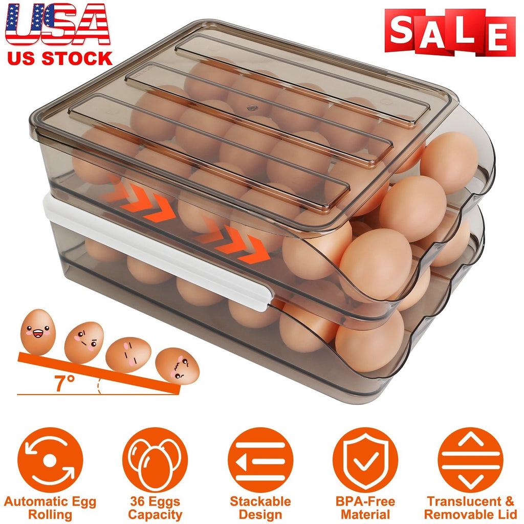 Double-Layer Rolling Egg Holder — Up to 36 Eggs