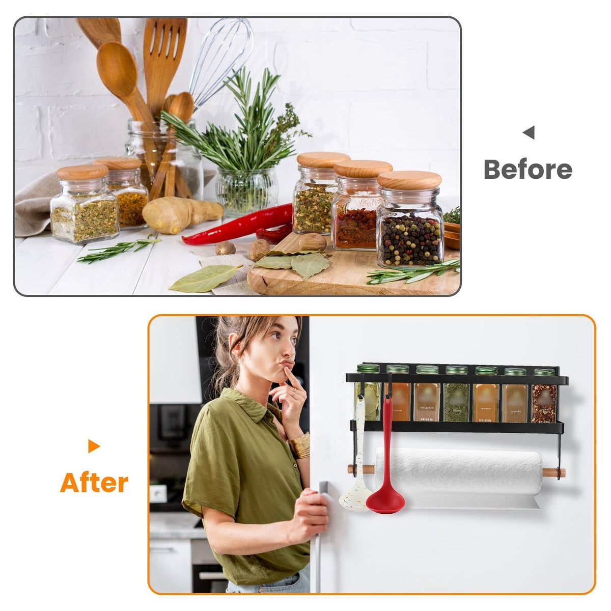 Magnetic Spice Racks + Paper Towel Holder | Set of 2