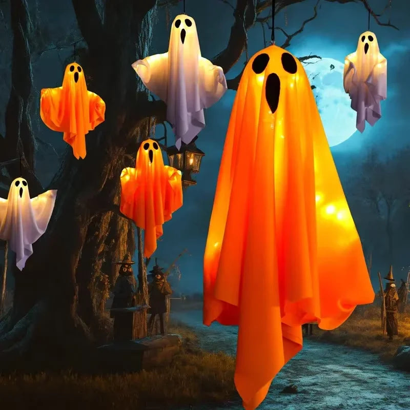 Hanging Halloween Ghost Decoration – White or Orange