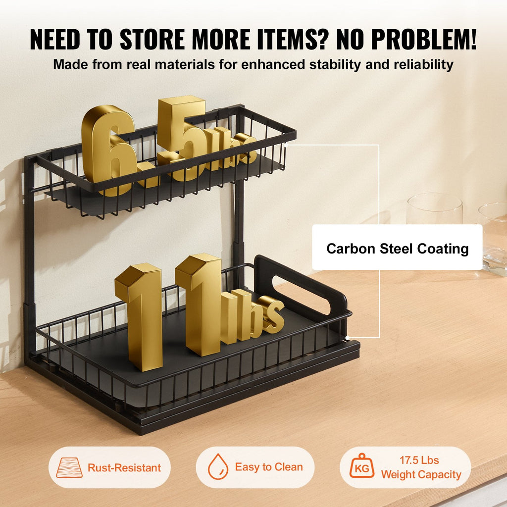 Black 2-Tier Pull-Out Under-Sink Organizer — Lovisio Home