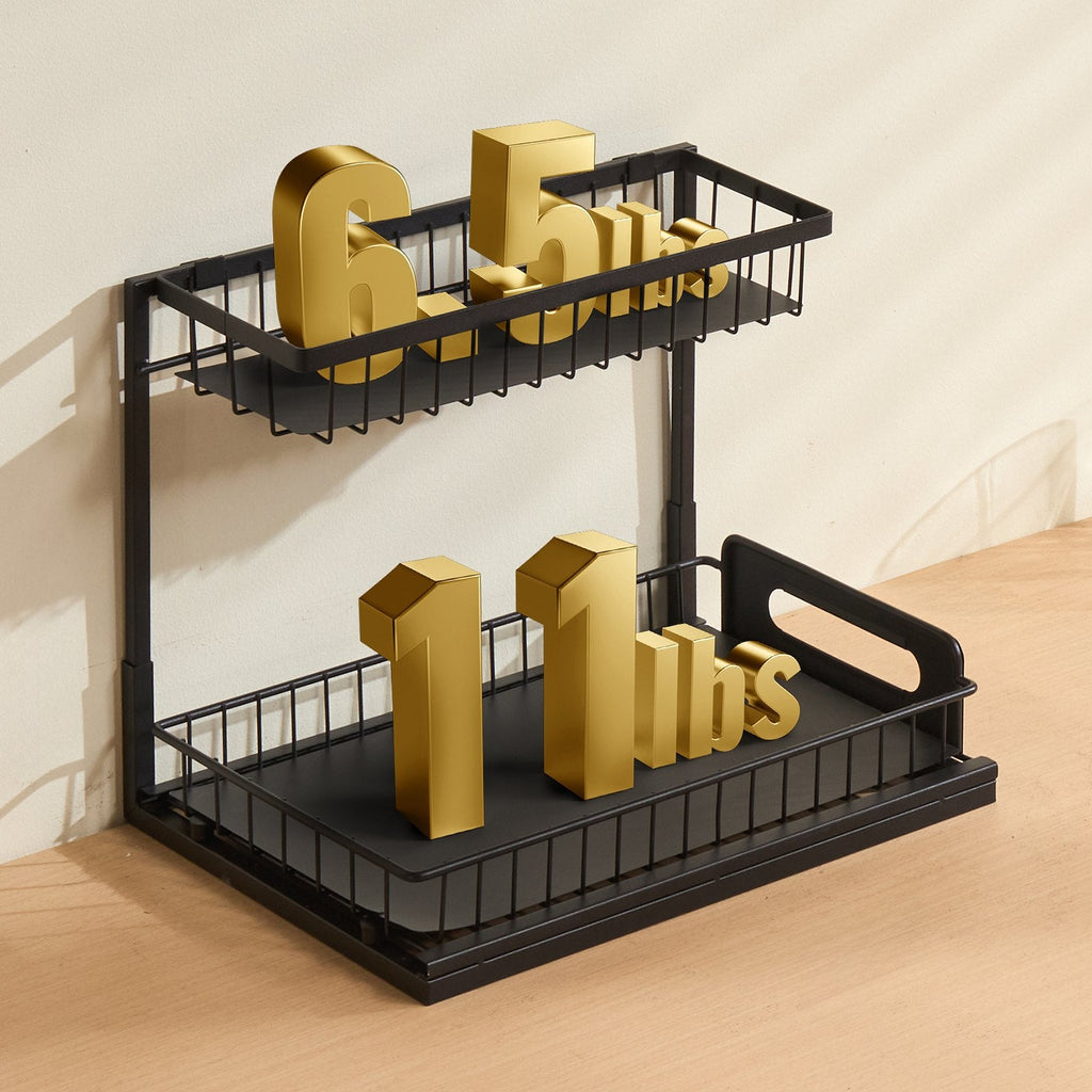 Black 2-Tier Pull-Out Under-Sink Organizer — Lovisio Home
