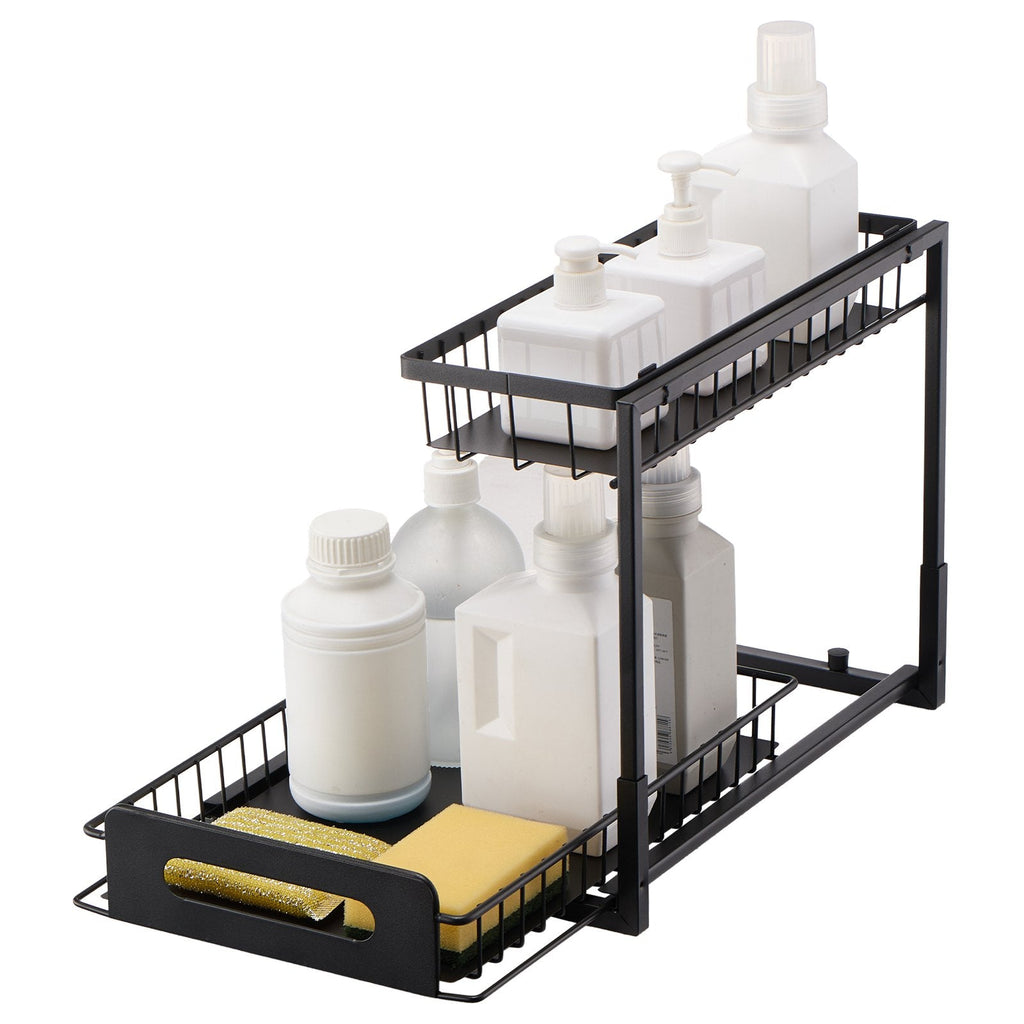Black 2-Tier Pull-Out Under-Sink Organizer — Lovisio Home